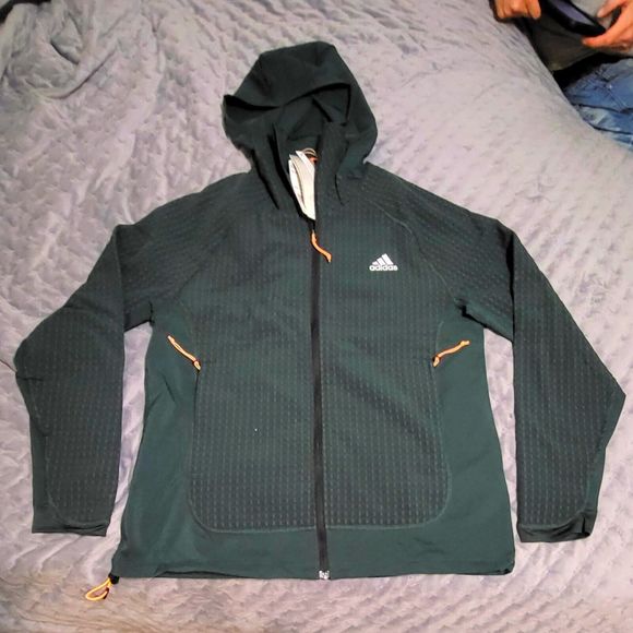 NWT Adidas Sm X-City Soft Shell Hooded Running Jacket Shadow Green - Picture 4 of 11